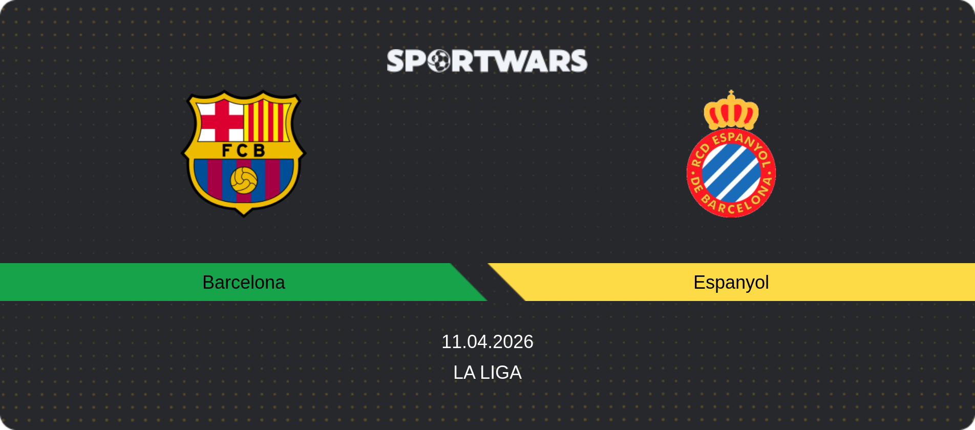 Match prediction Barcelona — Espanyol, La Liga, 11.04.2026