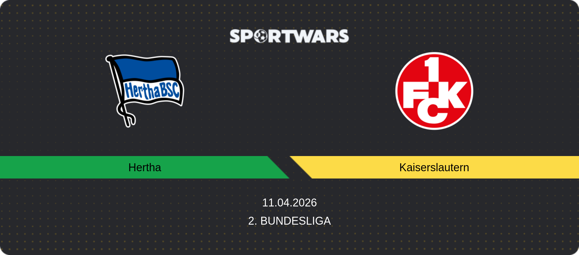 Match prediction Hertha — Kaiserslautern, 2. Bundesliga, 11.04.2026