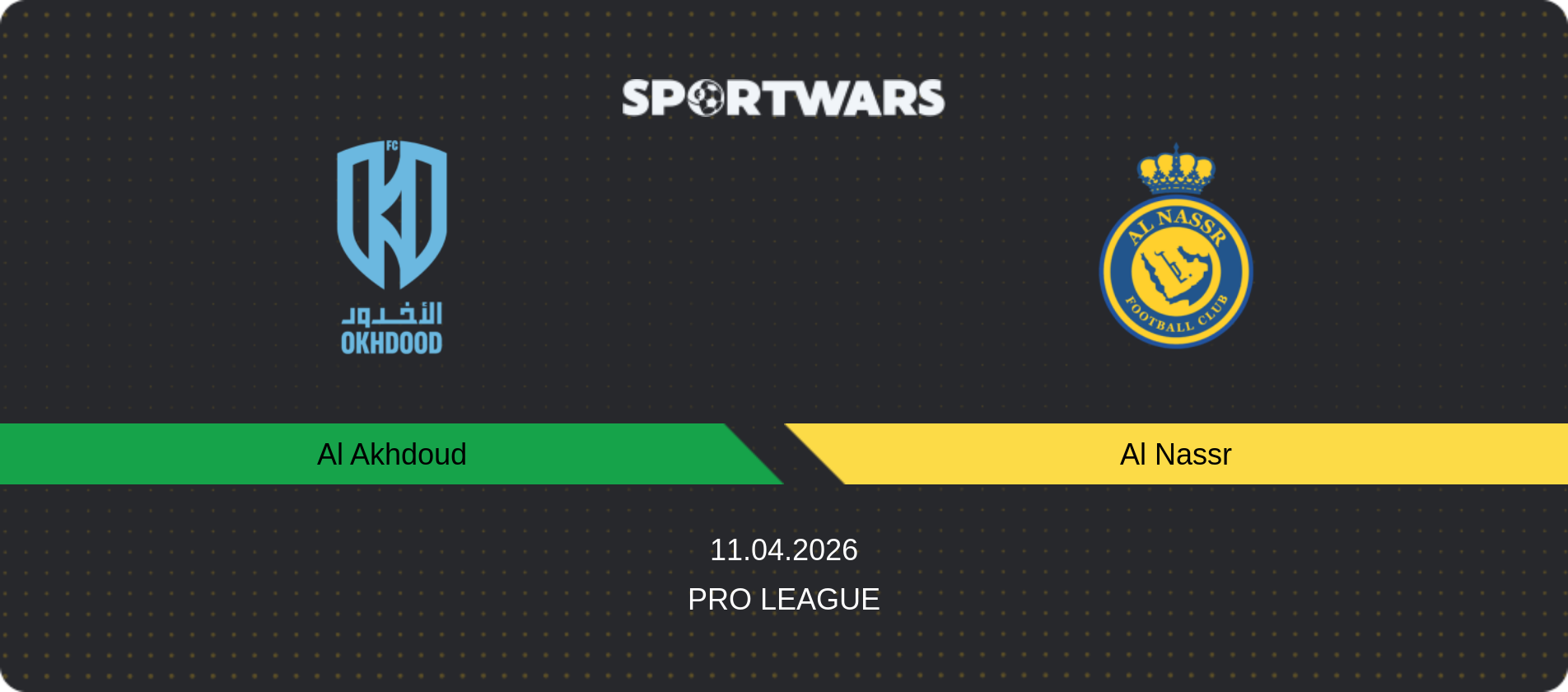 Match prediction Al Akhdoud — Al Nassr, Pro League, 11.04.2026