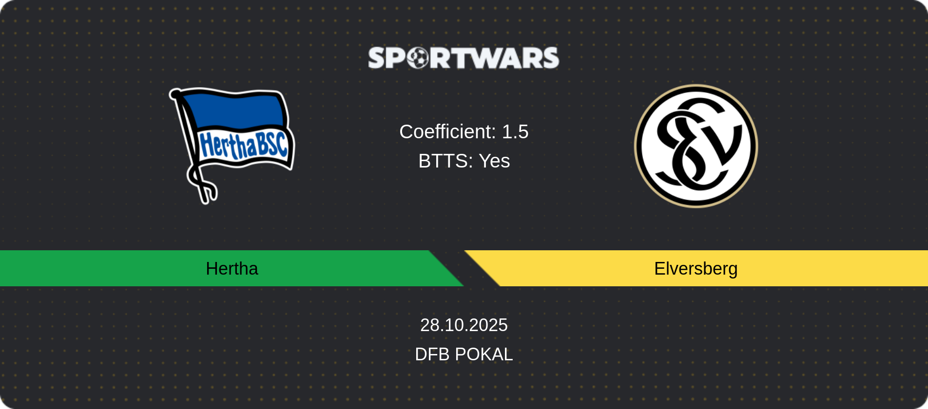 Match prediction Hertha — Elversberg, DFB Pokal, 28.10.2025