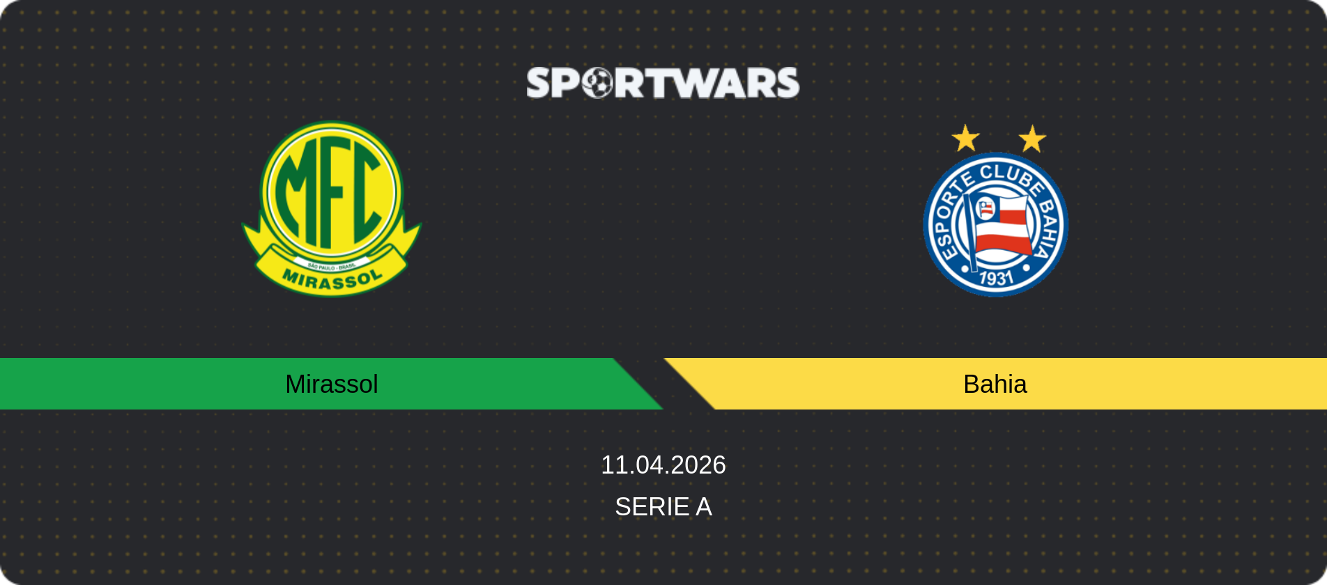 Match prediction Mirassol — Bahia, Serie A, 11.04.2026