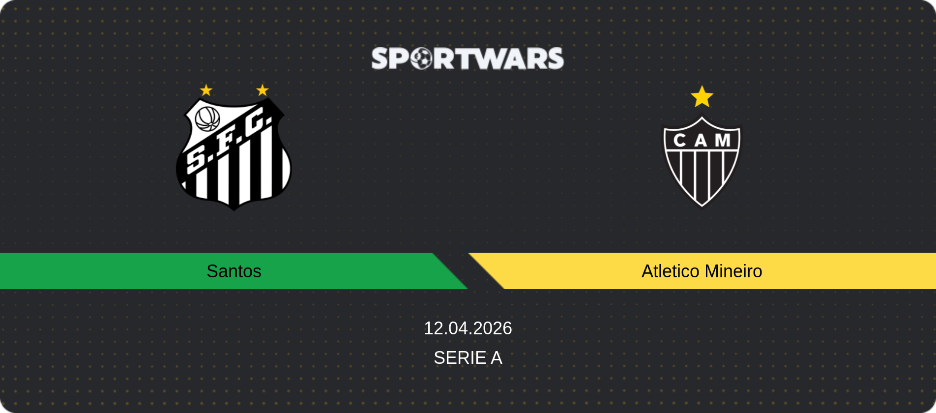 Match prediction Santos — Atletico Mineiro, Serie A, 12.04.2026