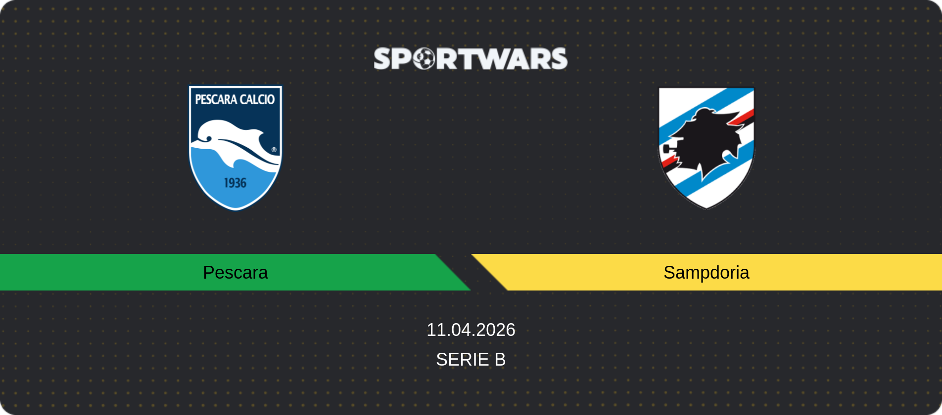 Match prediction Pescara — Sampdoria, Serie B, 11.04.2026
