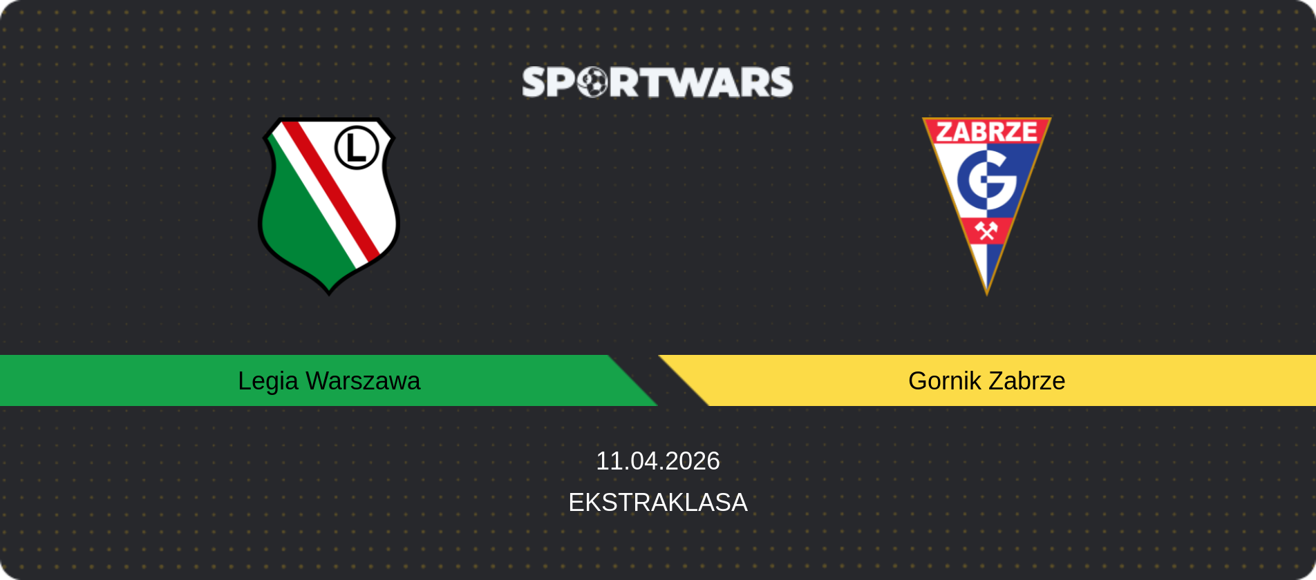 Match prediction Legia Warszawa — Gornik Zabrze, Ekstraklasa, 11.04.2026