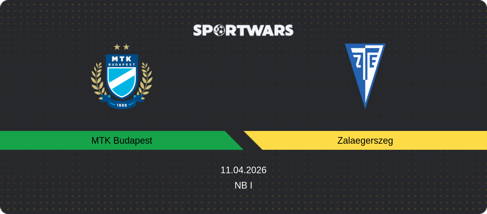 Match prediction MTK Budapest — Zalaegerszeg, NB I, 11.04.2026