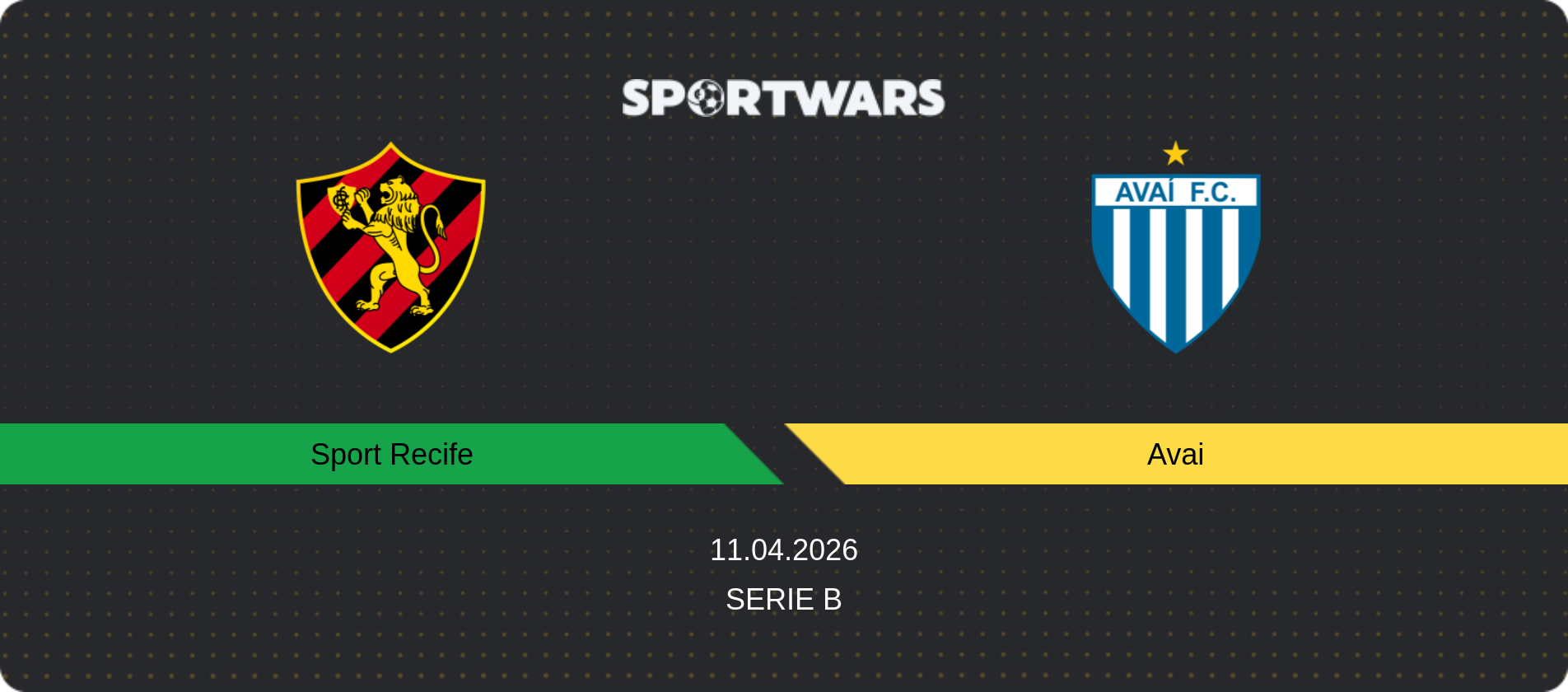 Match prediction Sport Recife — Avai, Serie B, 11.04.2026