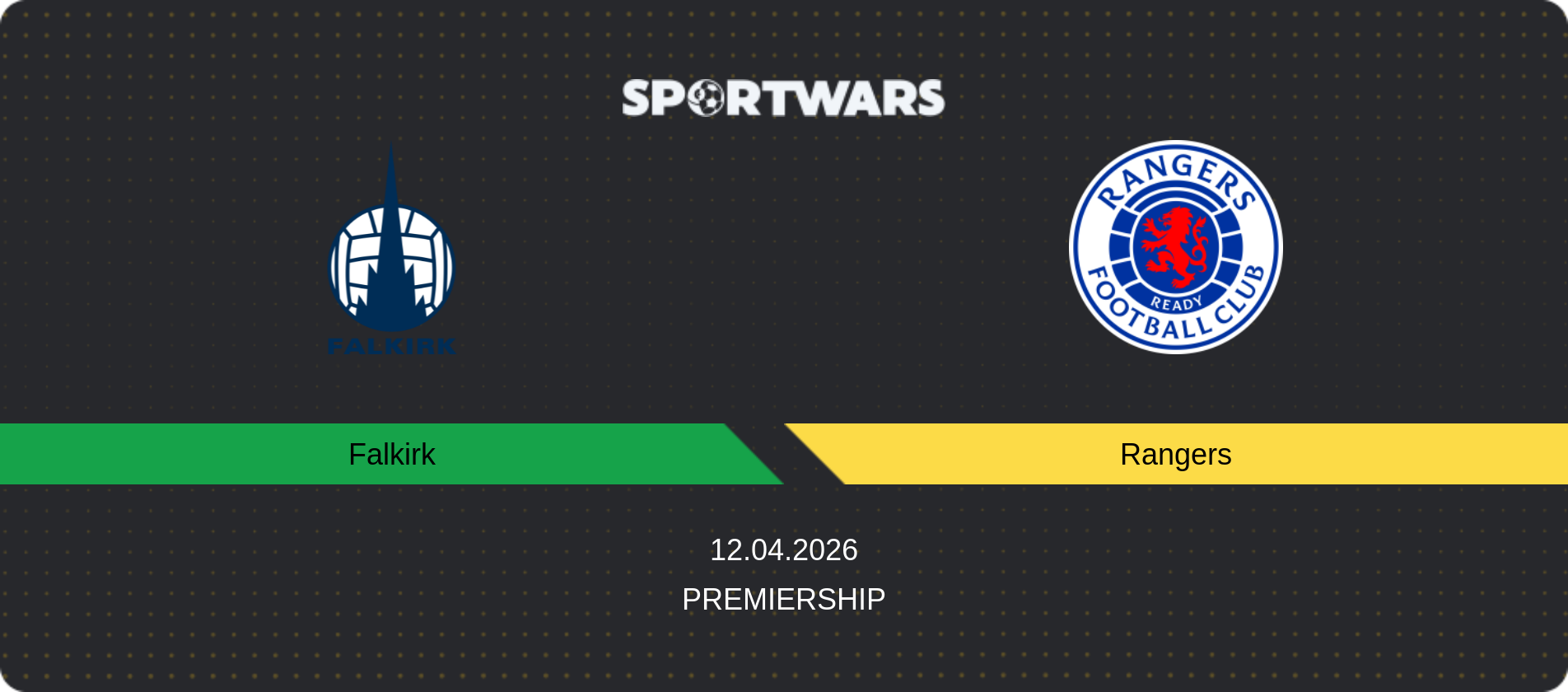 Match prediction Falkirk — Rangers, Premiership, 12.04.2026