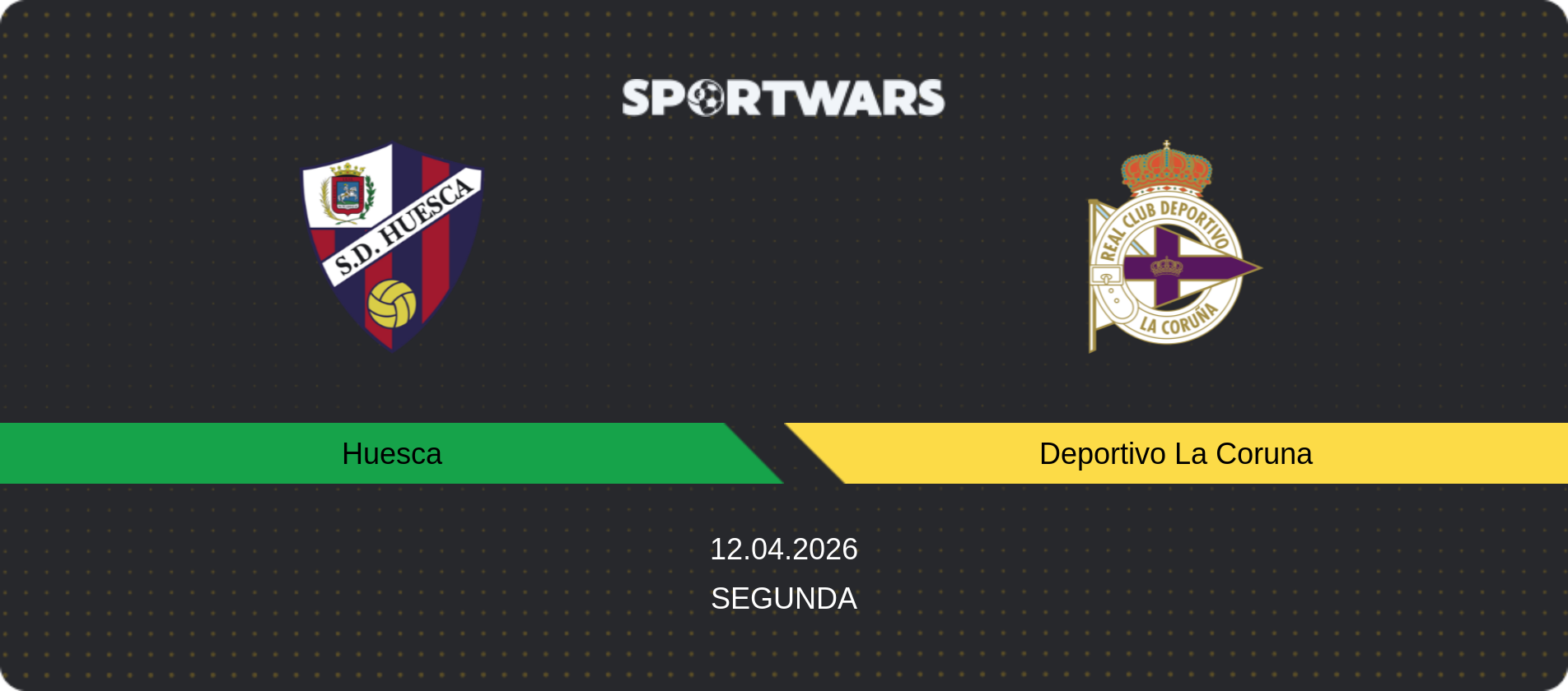 Match prediction Huesca — Deportivo La Coruna, Segunda, 12.04.2026