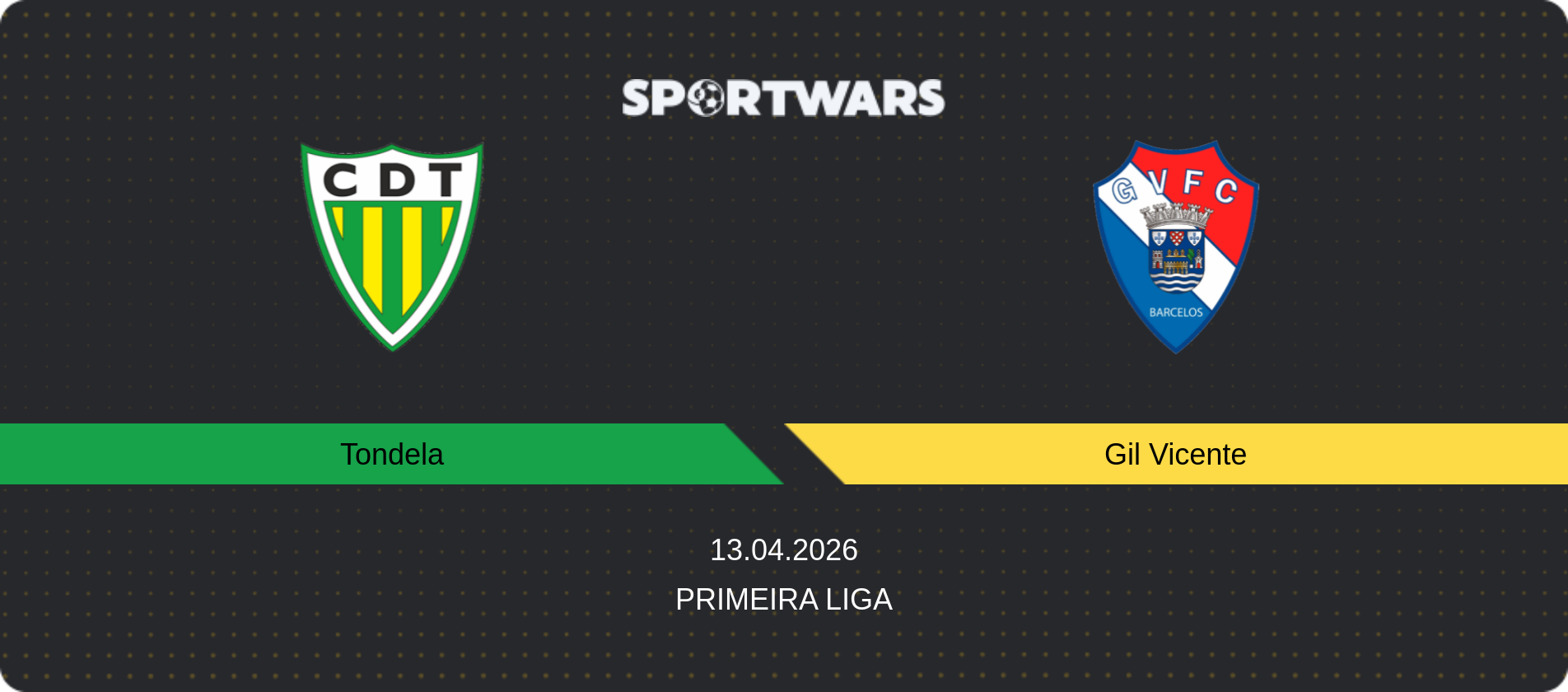 Match prediction Tondela — Gil Vicente, Primeira Liga, 13.04.2026