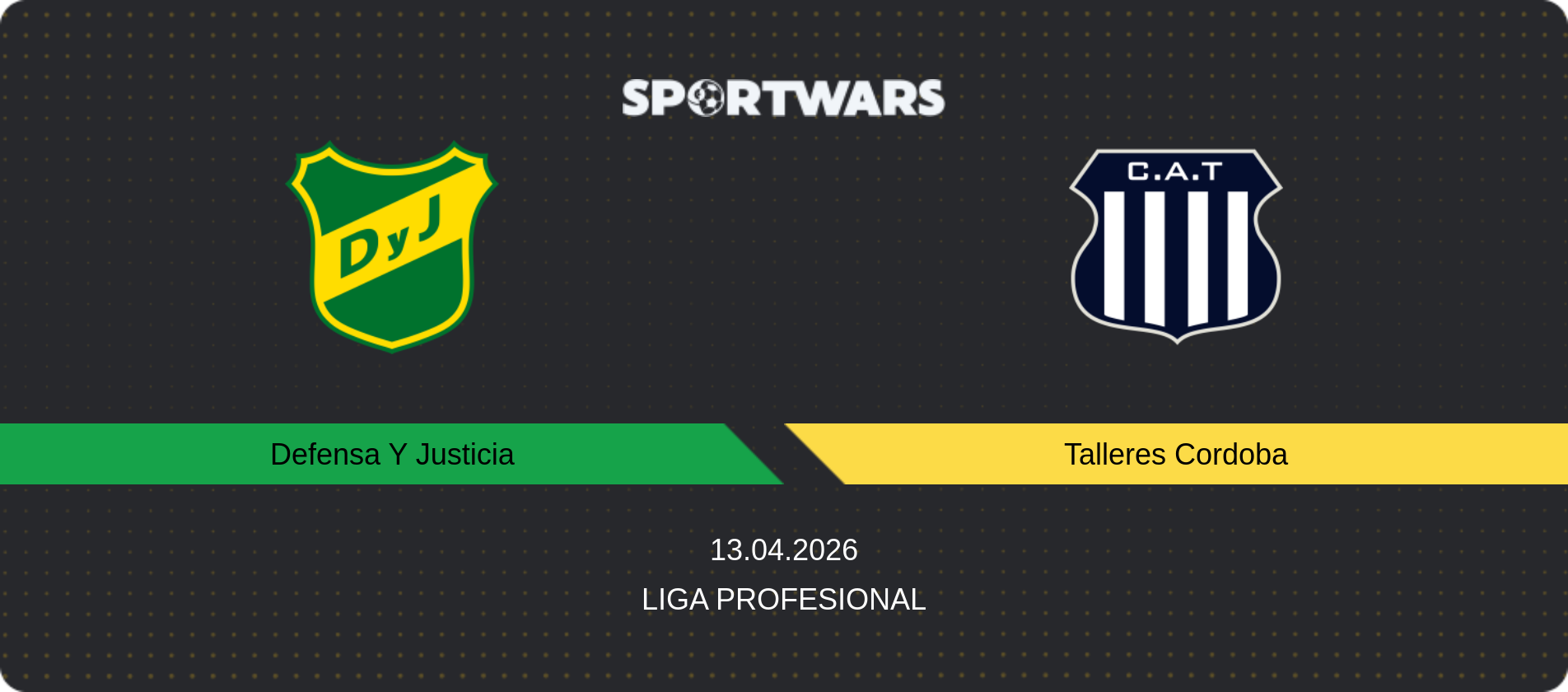Match prediction Defensa Y Justicia — Talleres Cordoba, Liga Profesional, 13.04.2026