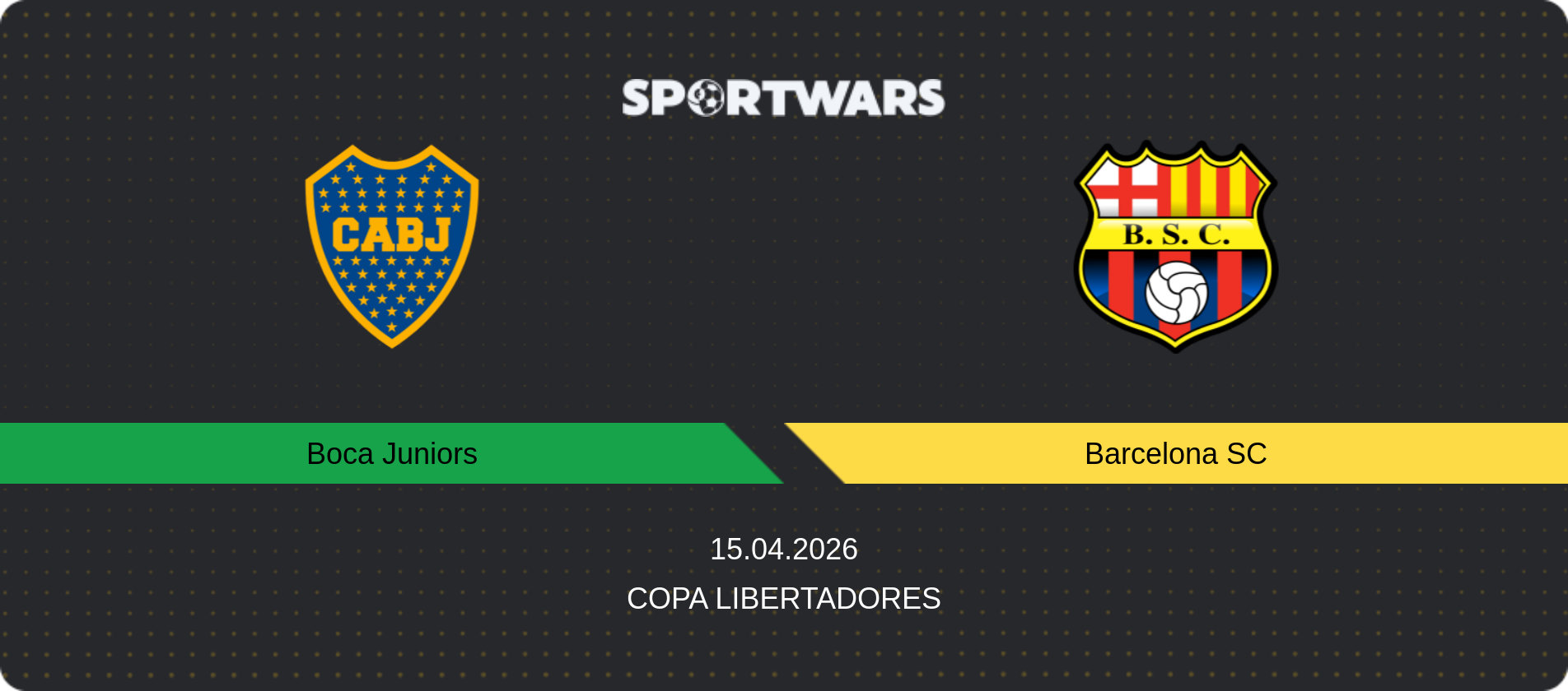 Match prediction Boca Juniors — Barcelona SC, Copa Libertadores, 15.04.2026