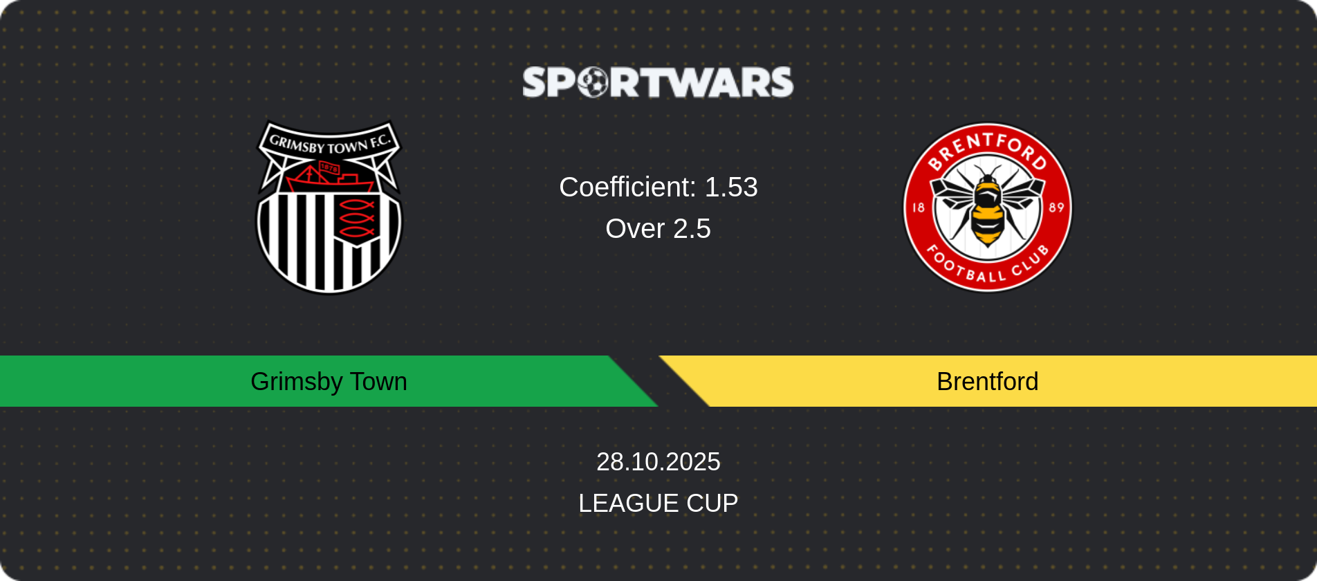 Match prediction Grimsby Town — Brentford, League Cup, 28.10.2025