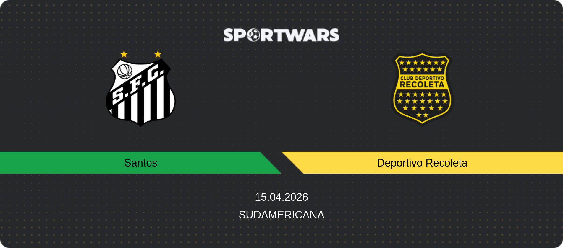 Match prediction Santos — Deportivo Recoleta, Sudamericana, 15.04.2026
