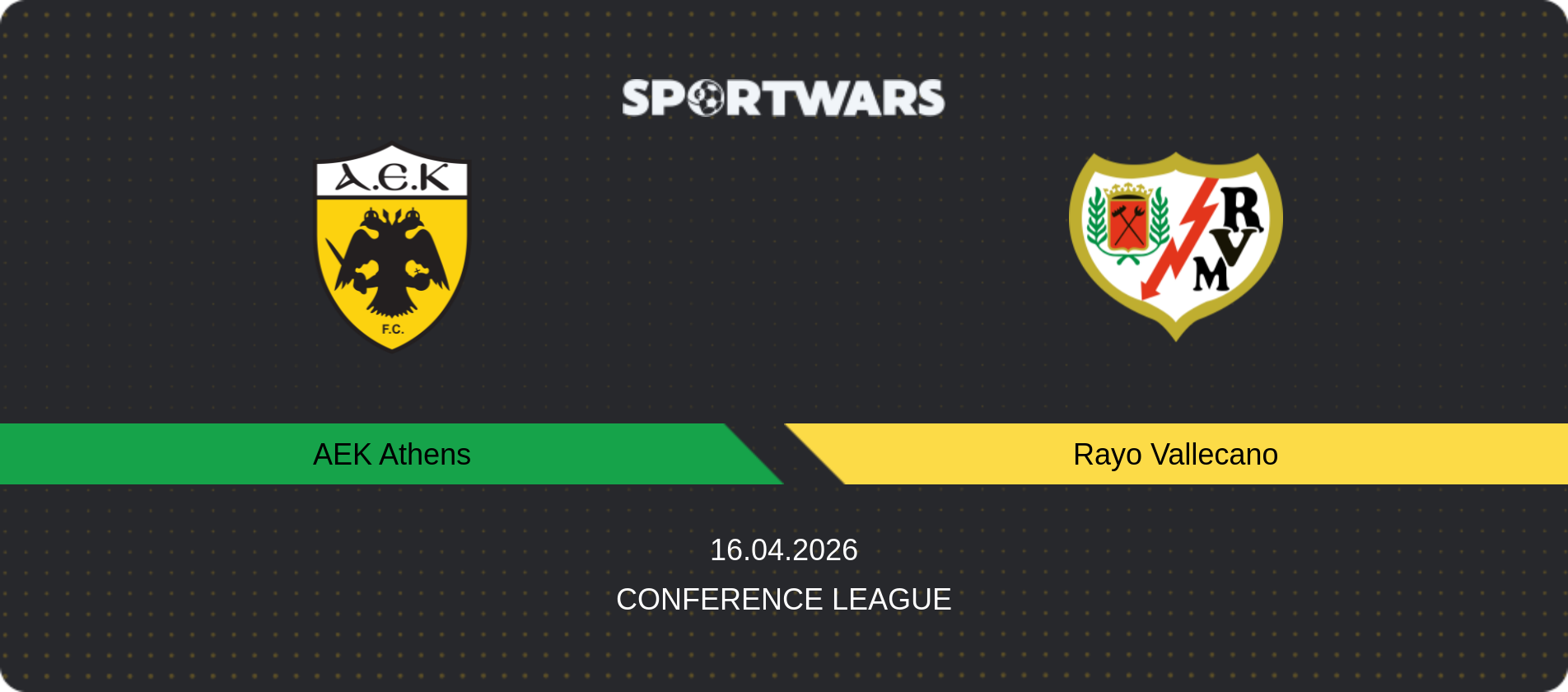 Match prediction AEK Athens — Rayo Vallecano, Conference League, 16.04.2026
