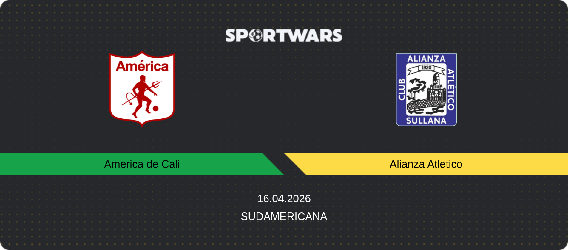 Match prediction America de Cali — Alianza Atletico, Sudamericana, 16.04.2026