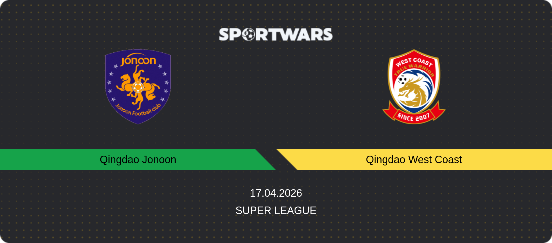 Match prediction Qingdao Jonoon — Qingdao West Coast, Super League, 17.04.2026