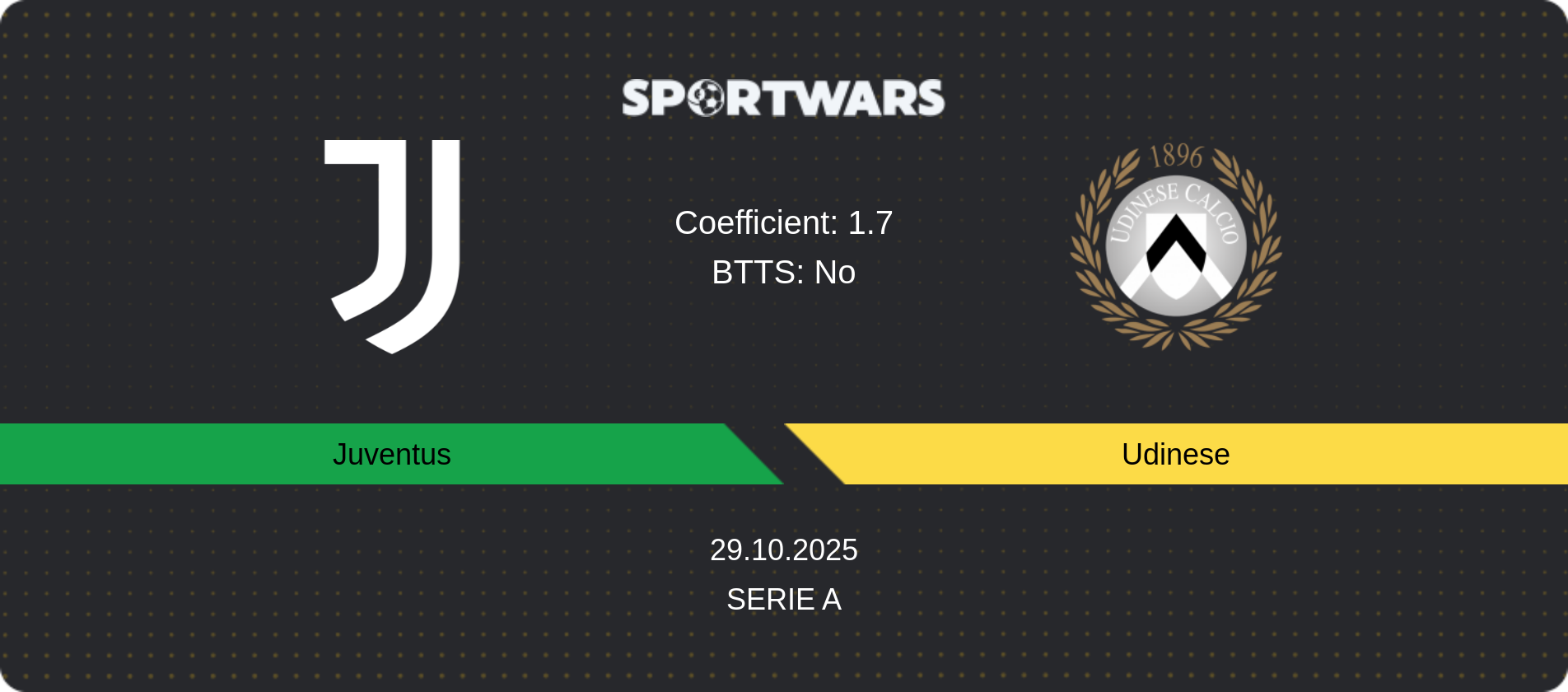 Match prediction Juventus — Udinese, Serie A, 29.10.2025