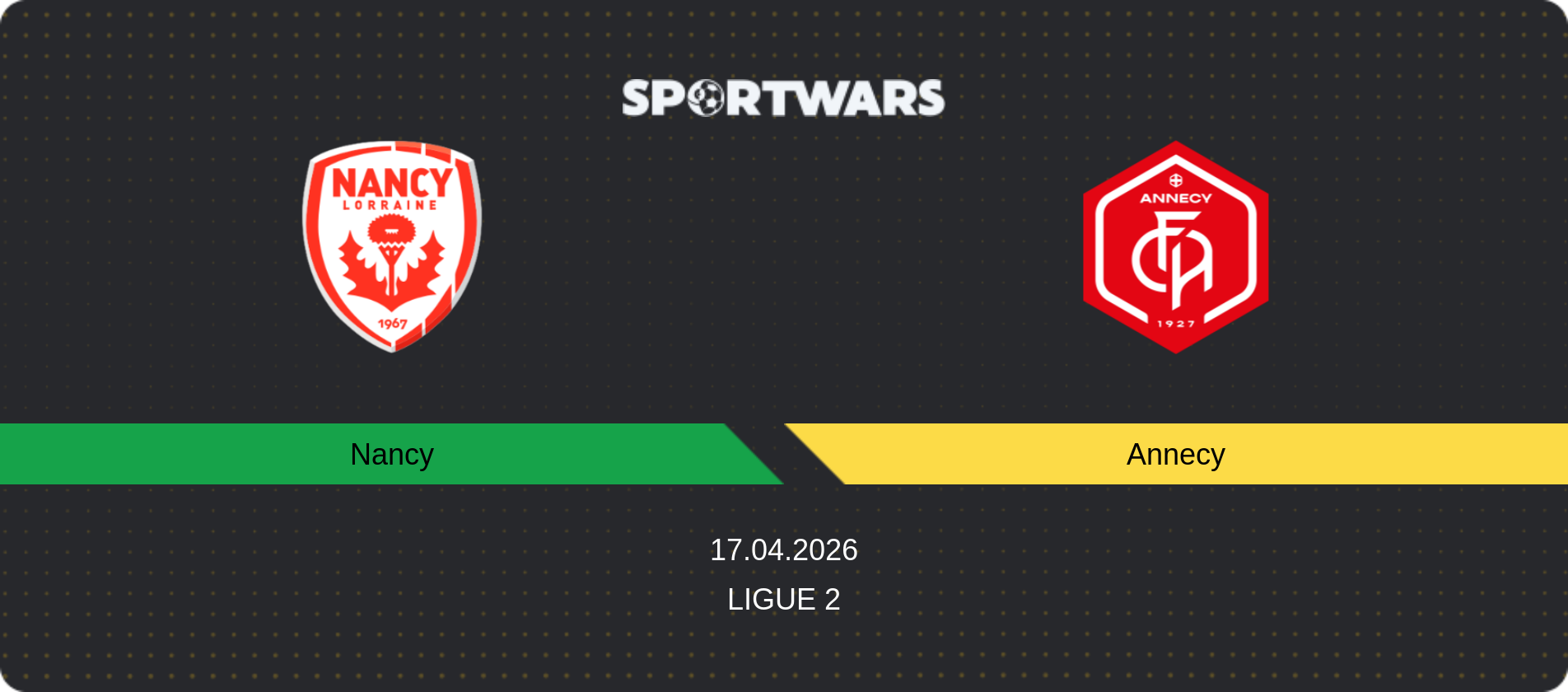Match prediction Nancy — Annecy, Ligue 2, 17.04.2026