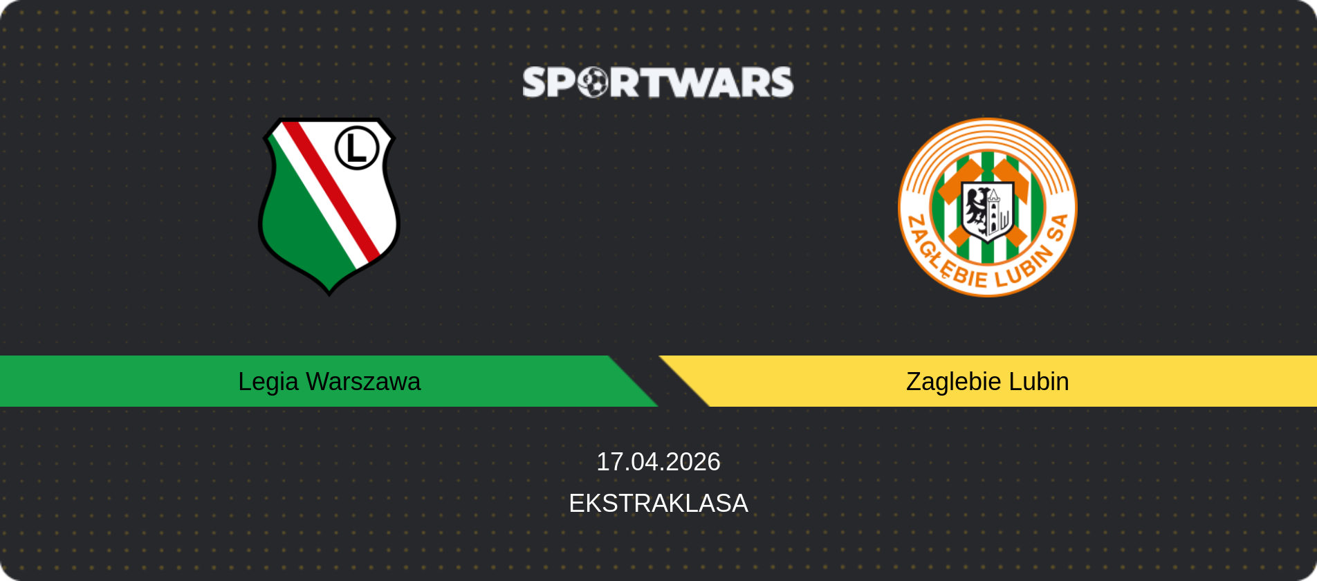 Match prediction Legia Warszawa — Zaglebie Lubin, Ekstraklasa, 17.04.2026