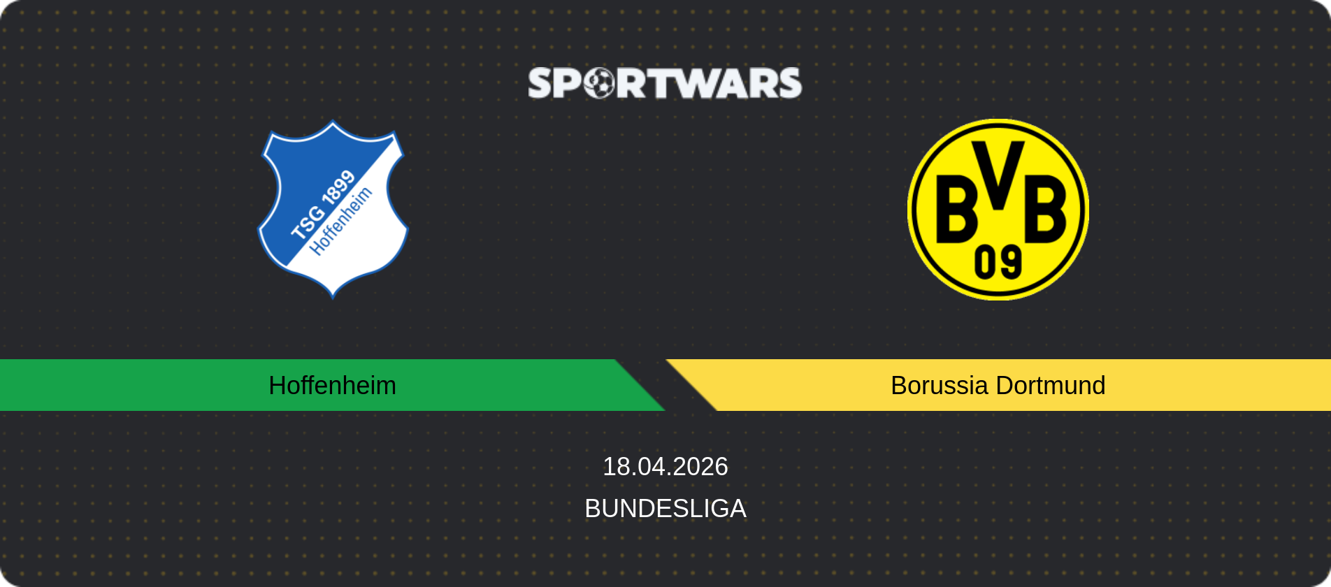 Match prediction Hoffenheim — Borussia Dortmund, Bundesliga, 18.04.2026