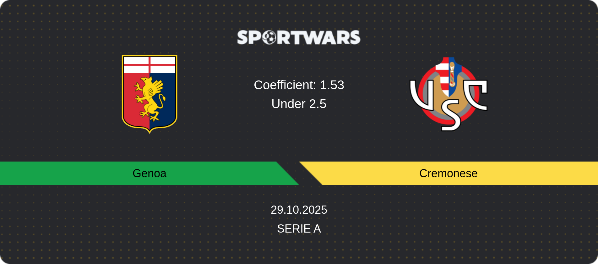 Match prediction Genoa — Cremonese, Serie A, 29.10.2025