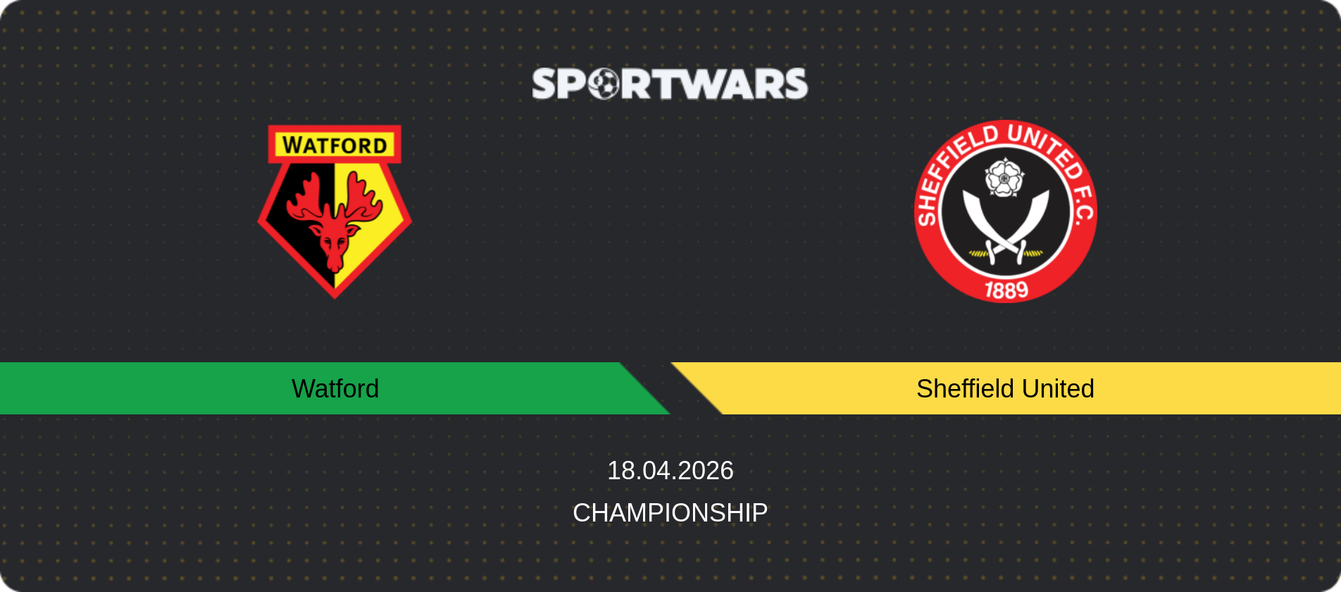 Match prediction Watford — Sheffield United, Championship, 18.04.2026