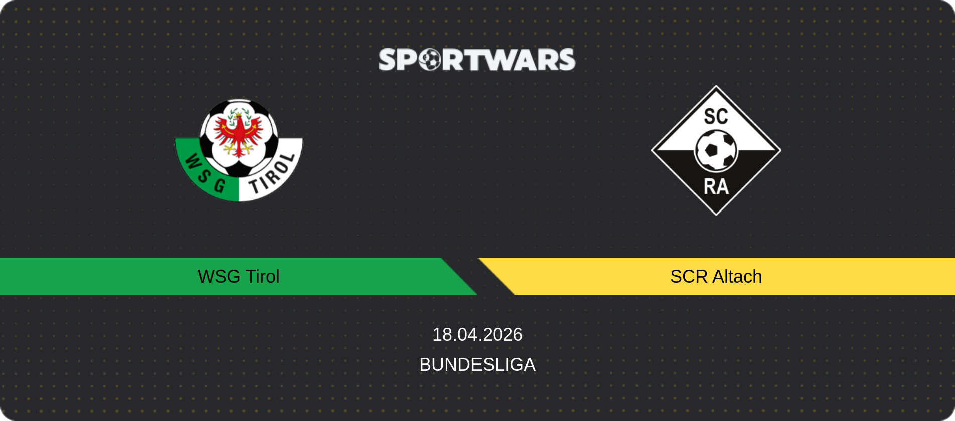Match prediction WSG Tirol — SCR Altach, Bundesliga, 18.04.2026