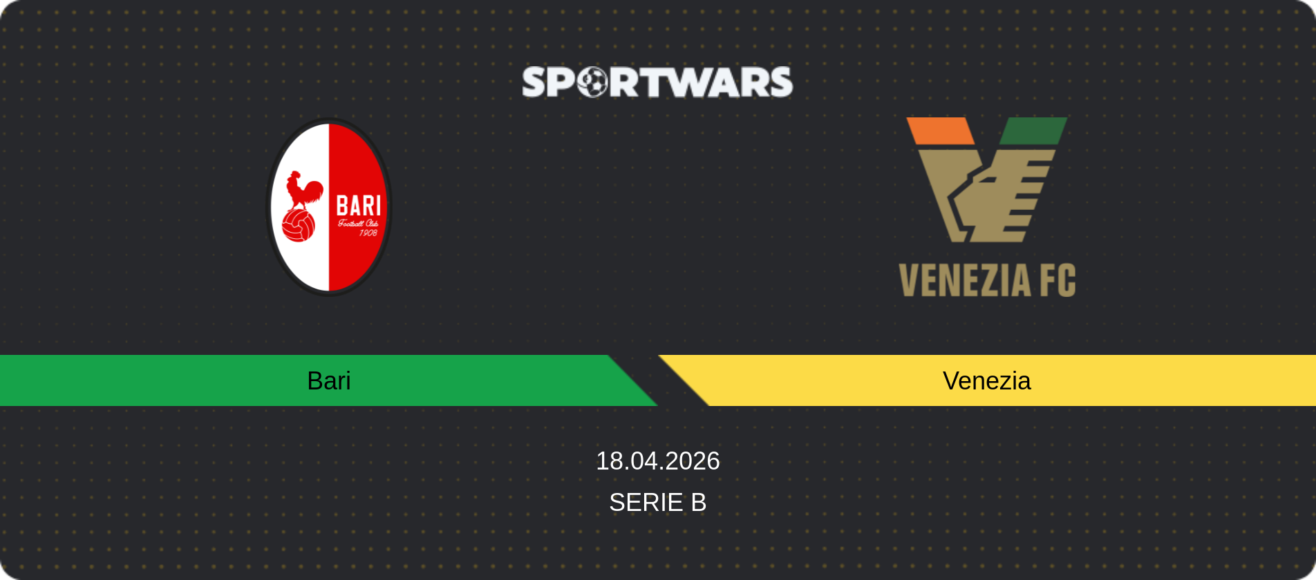 Match prediction Bari — Venezia, Serie B, 18.04.2026