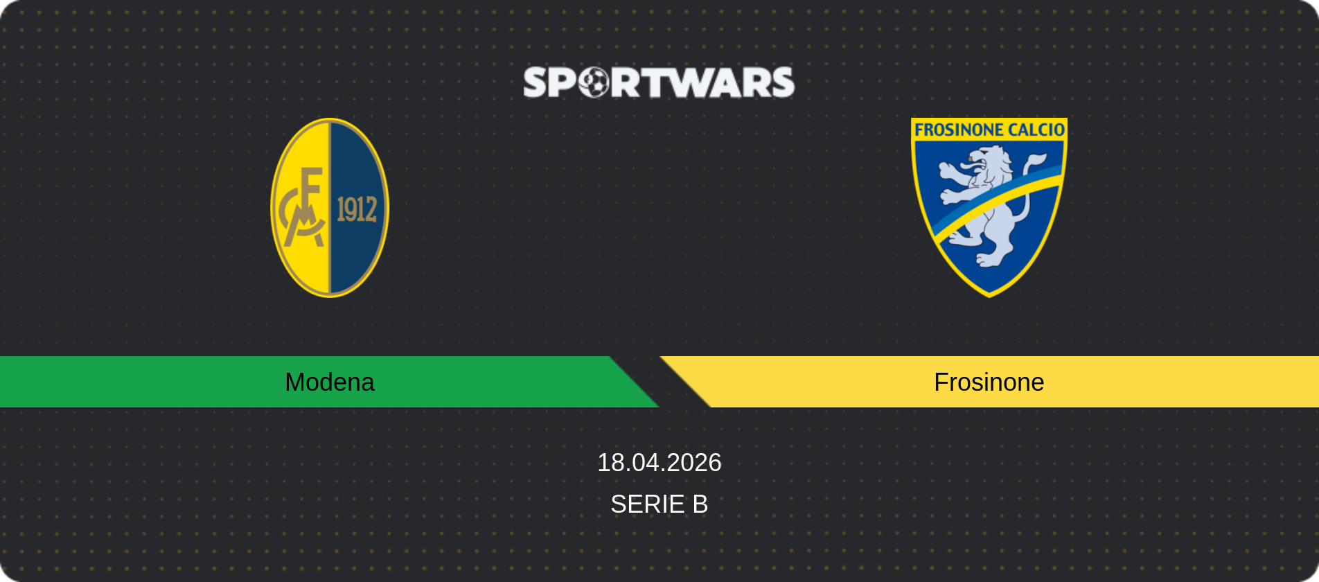 Match prediction Modena — Frosinone, Serie B, 18.04.2026