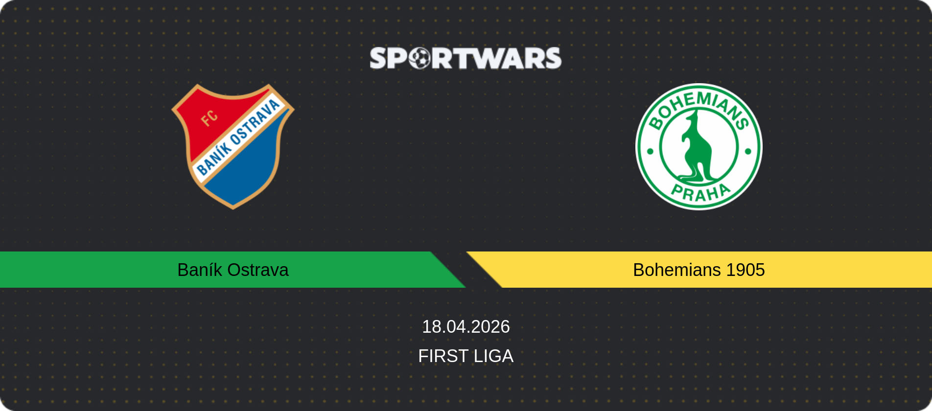 Match prediction Baník Ostrava — Bohemians 1905, First Liga, 18.04.2026