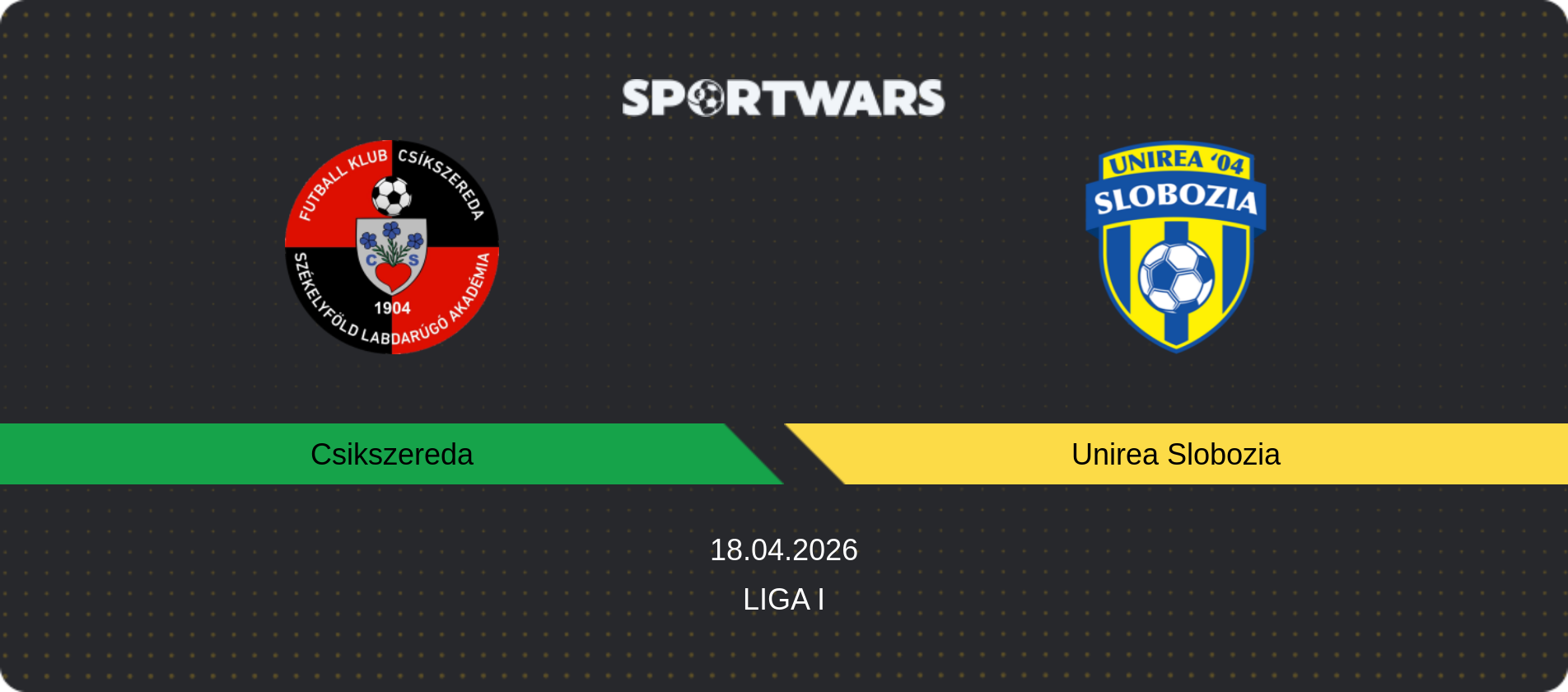 Match prediction Csikszereda — Unirea Slobozia, Liga I, 18.04.2026
