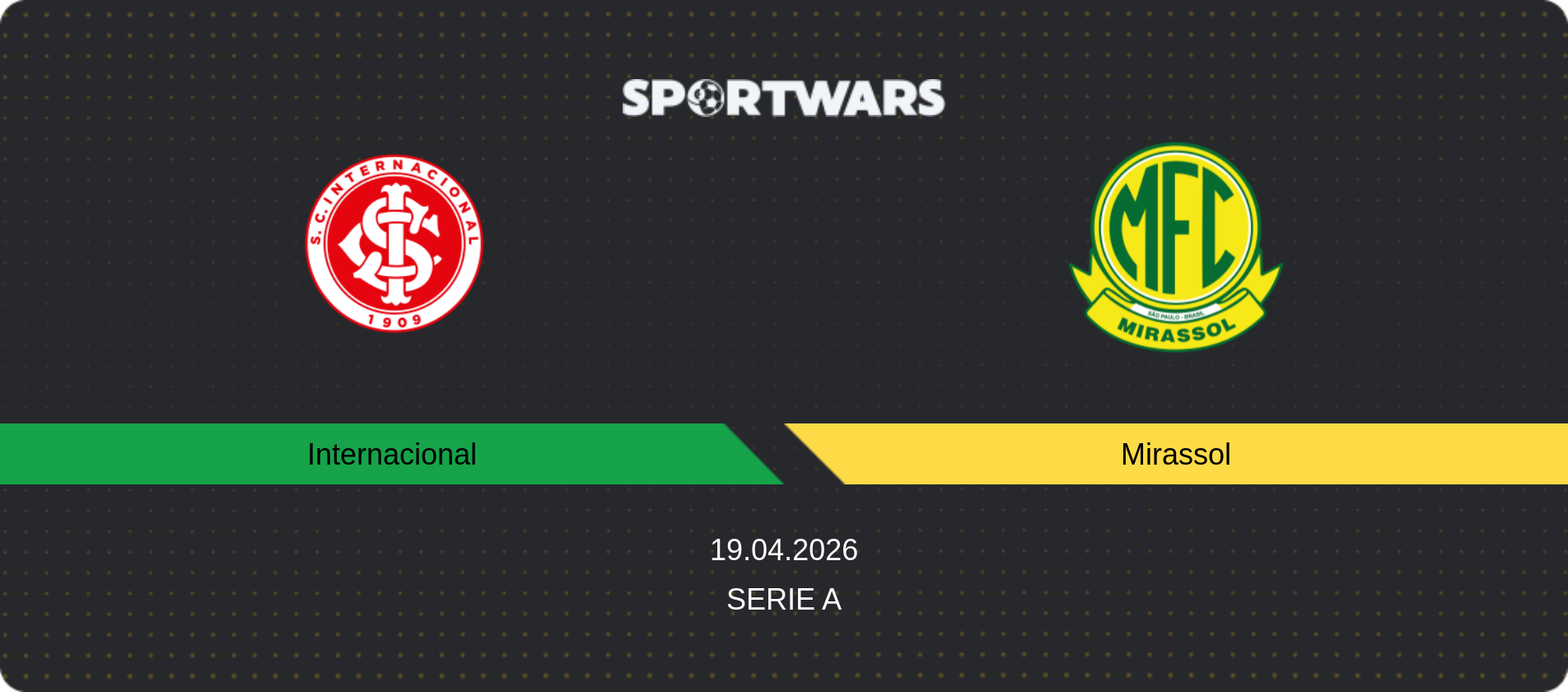 Match prediction Internacional — Mirassol, Serie A, 19.04.2026