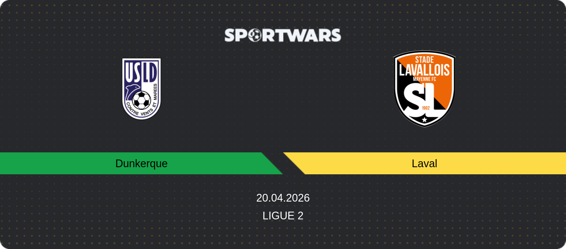 Match prediction Dunkerque — Laval, Ligue 2, 20.04.2026
