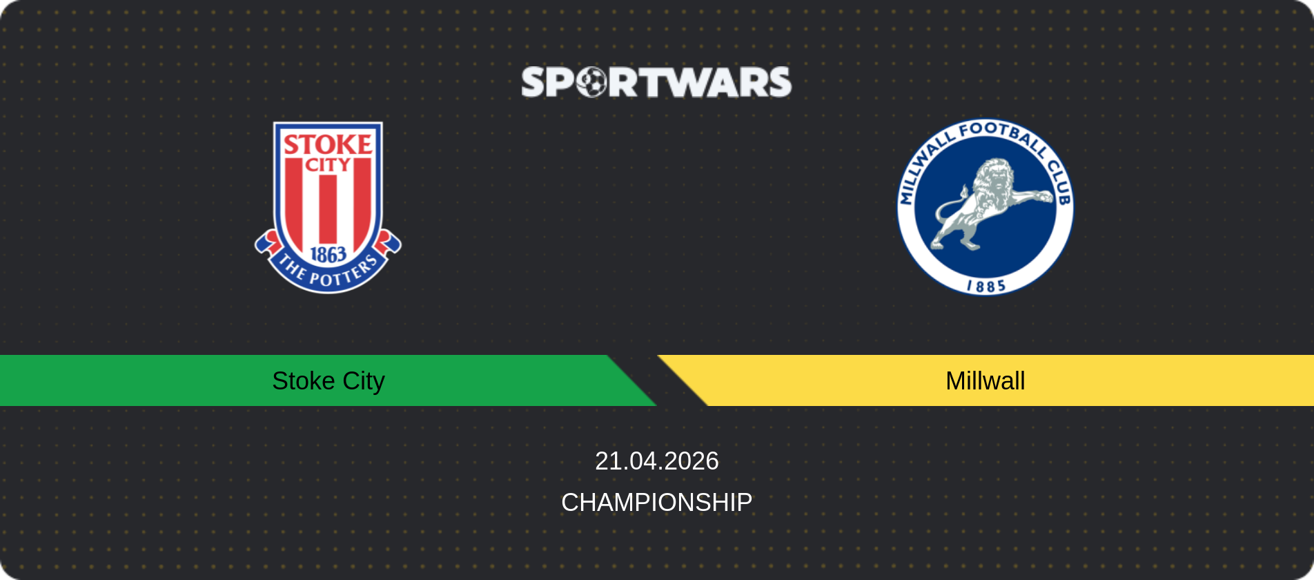 Match prediction Stoke City — Millwall, Championship, 21.04.2026