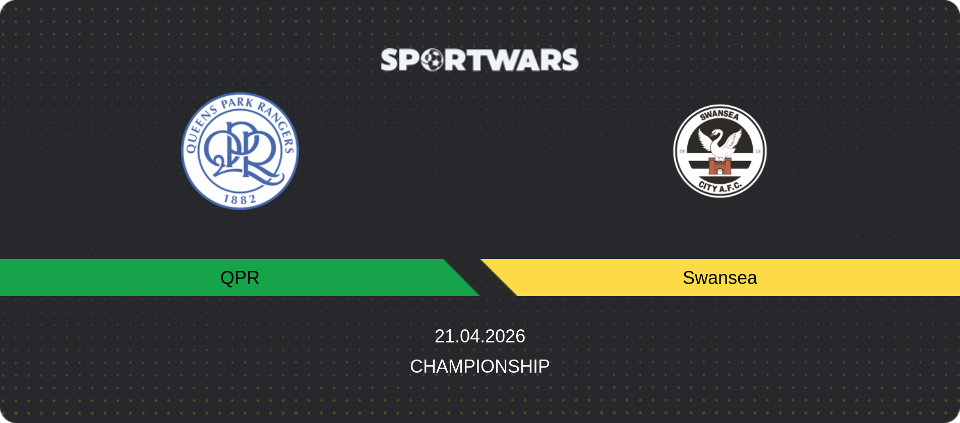 Match prediction QPR — Swansea, Championship, 21.04.2026