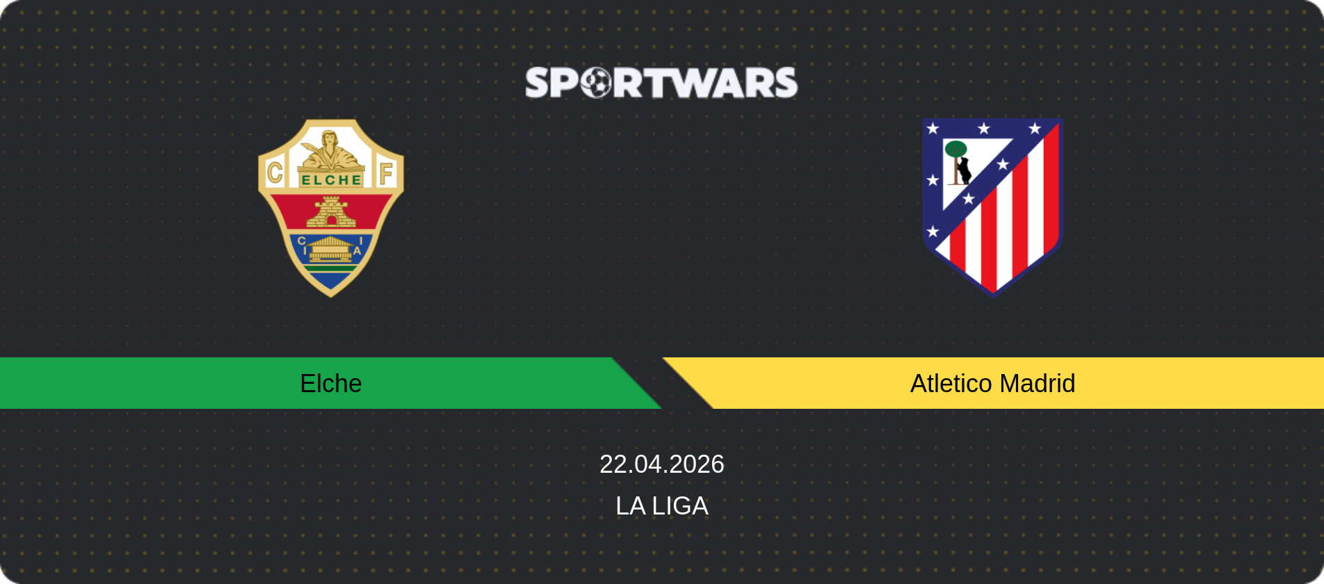 Match prediction Elche — Atletico Madrid, La Liga, 22.04.2026
