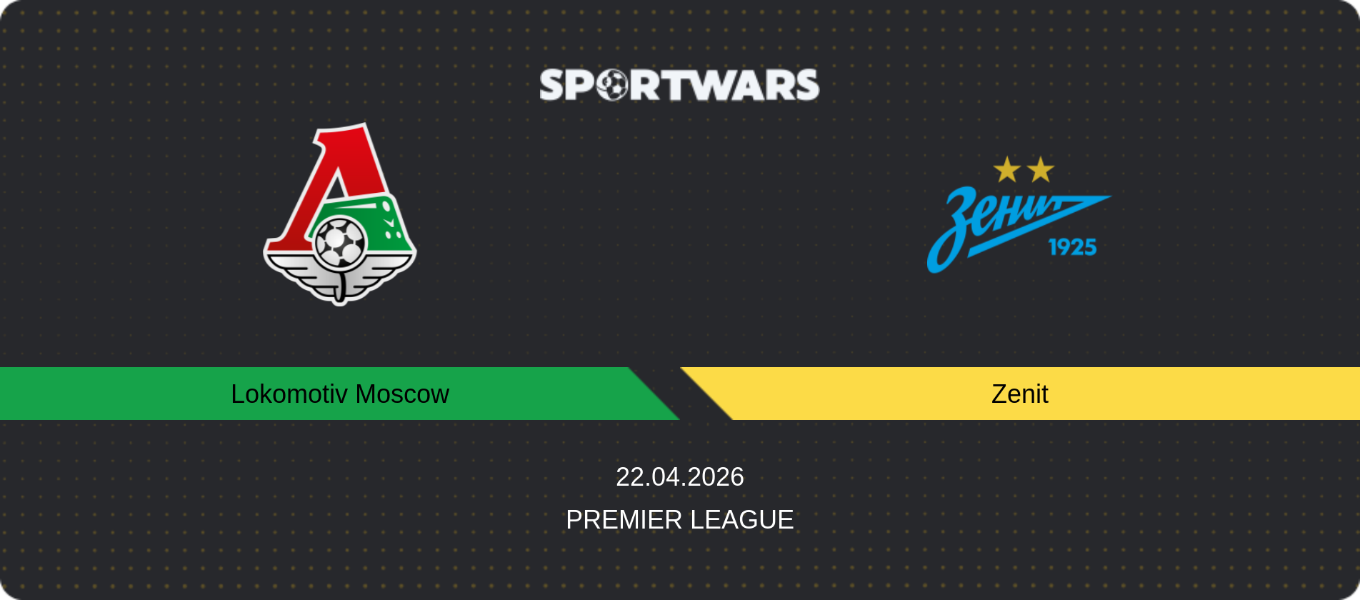 Match prediction Lokomotiv Moscow — Zenit, Premier League, 22.04.2026