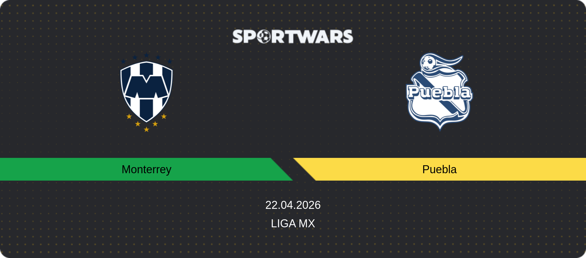 Match prediction Monterrey — Puebla, Liga MX, 22.04.2026