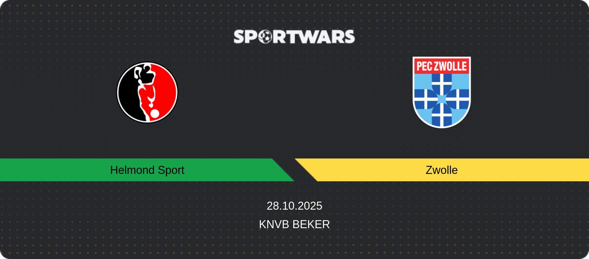 Match prediction Helmond Sport — Zwolle, KNVB Beker, 28.10.2025