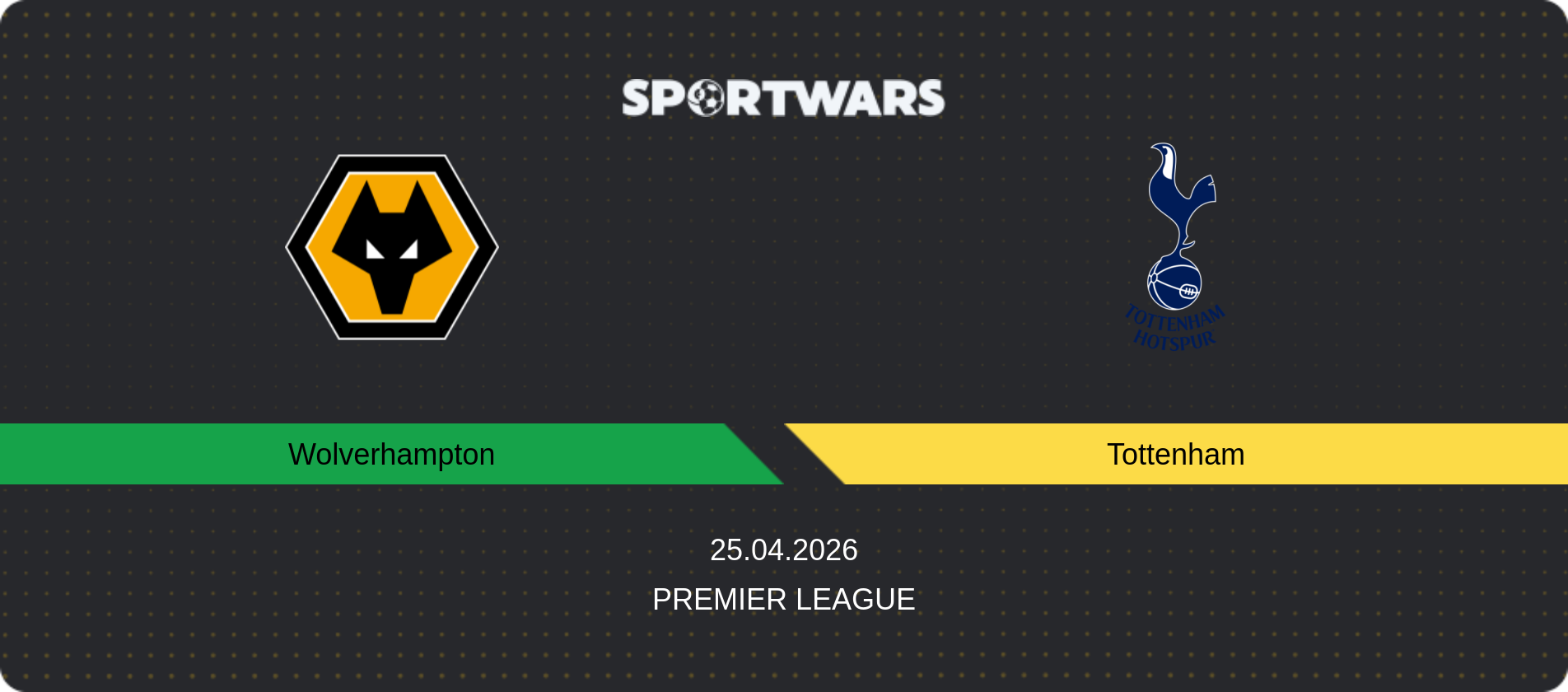 Match prediction Wolverhampton — Tottenham, Premier League, 25.04.2026