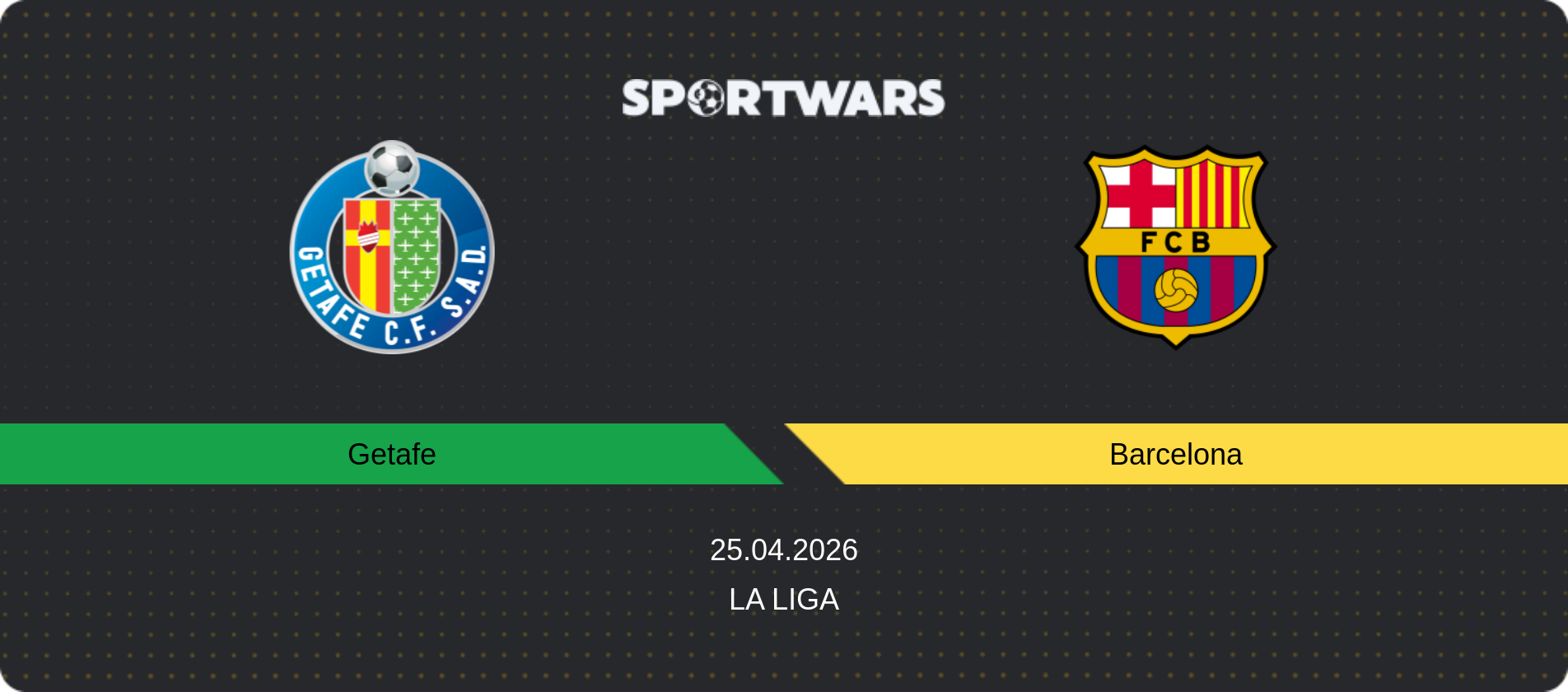 Match prediction Getafe — Barcelona, La Liga, 25.04.2026