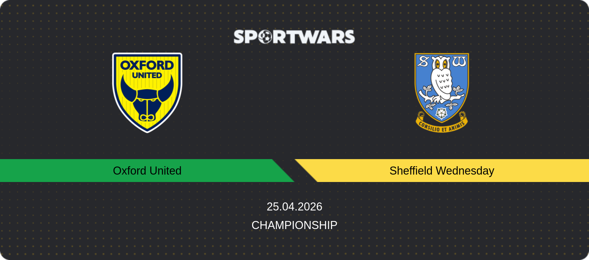 Match prediction Oxford United — Sheffield Wednesday, Championship, 25.04.2026