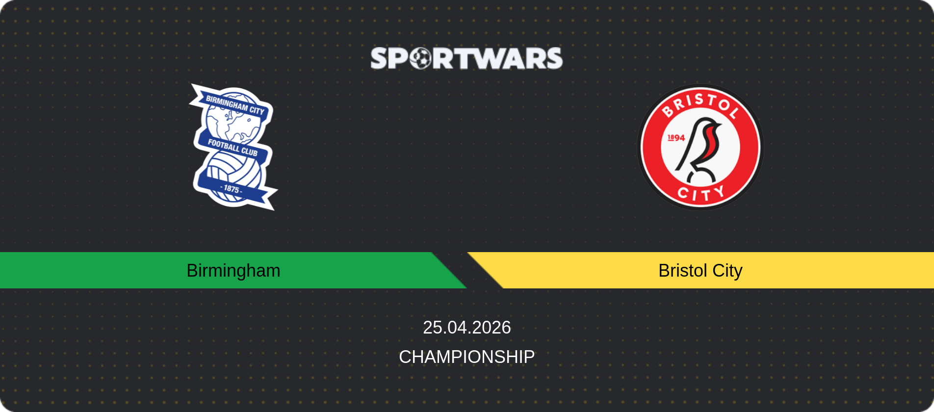 Match prediction Birmingham — Bristol City, Championship, 25.04.2026