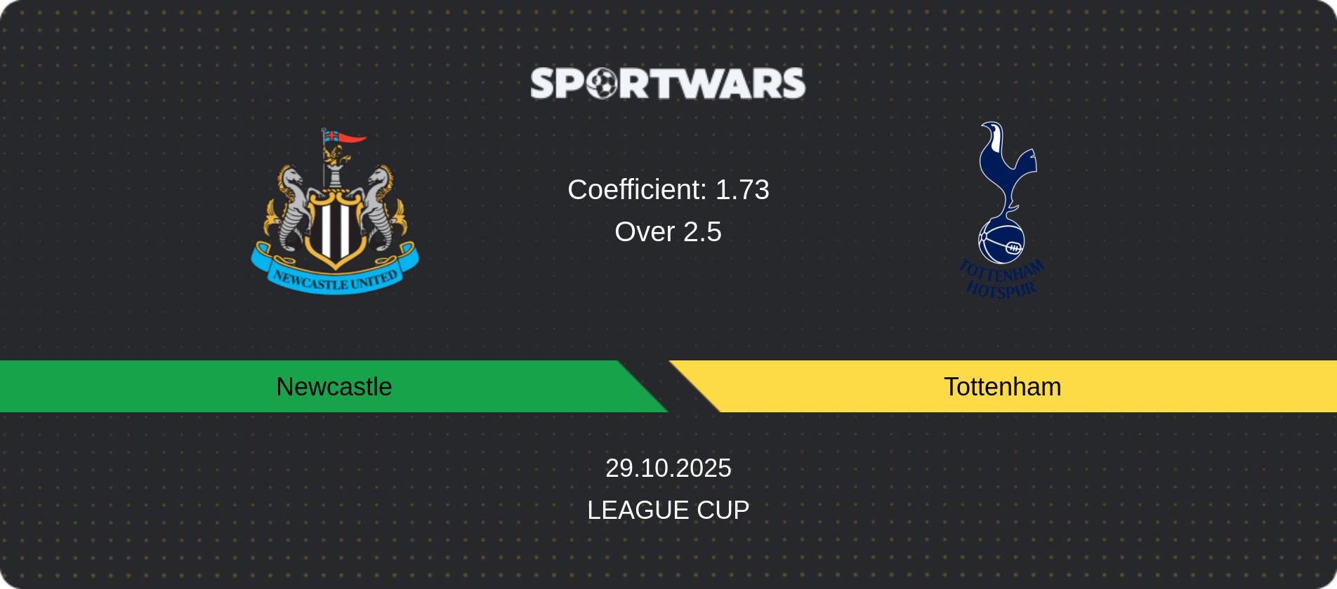 Match prediction Newcastle — Tottenham, League Cup, 29.10.2025