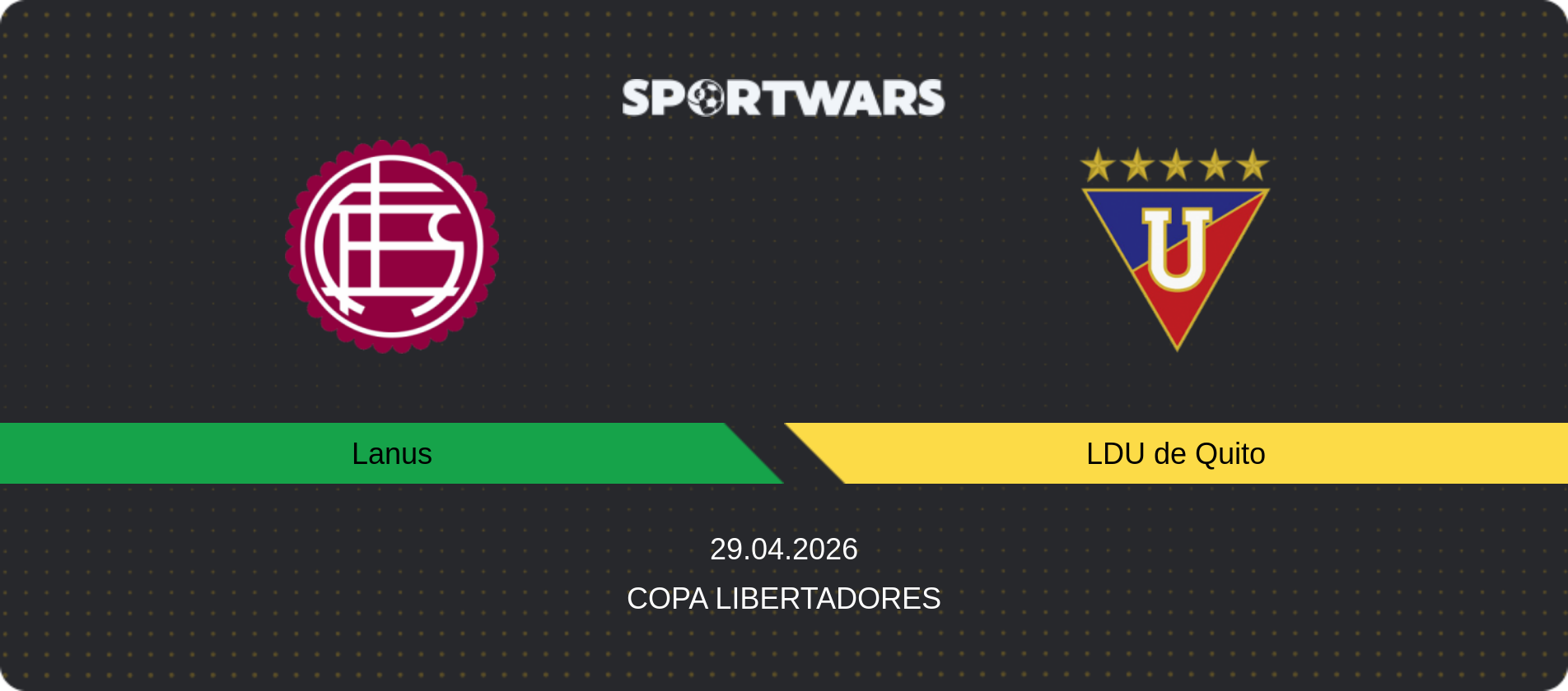 Match prediction Lanus — LDU de Quito, Copa Libertadores, 29.04.2026