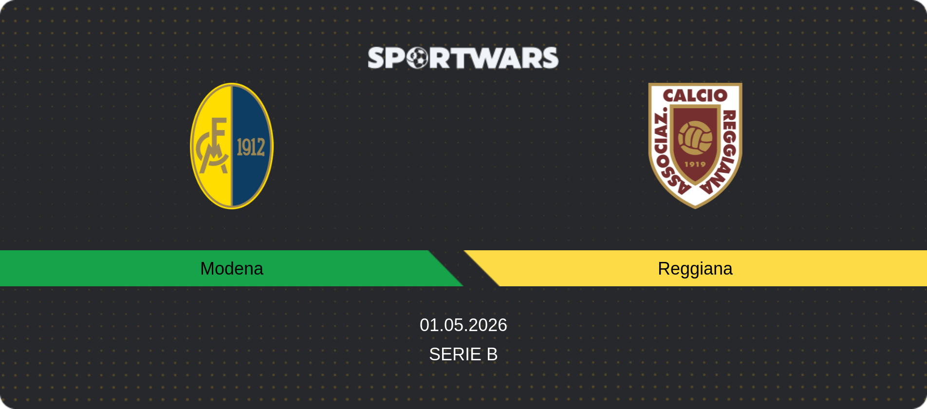 Match prediction Modena — Reggiana, Serie B, 01.05.2026