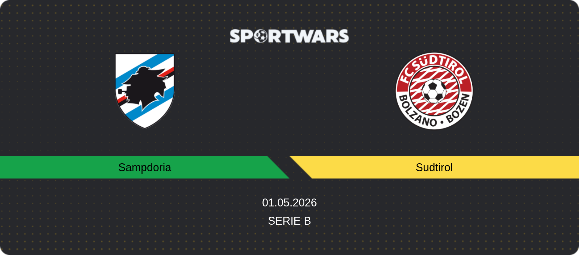 Match prediction Sampdoria — Sudtirol, Serie B, 01.05.2026