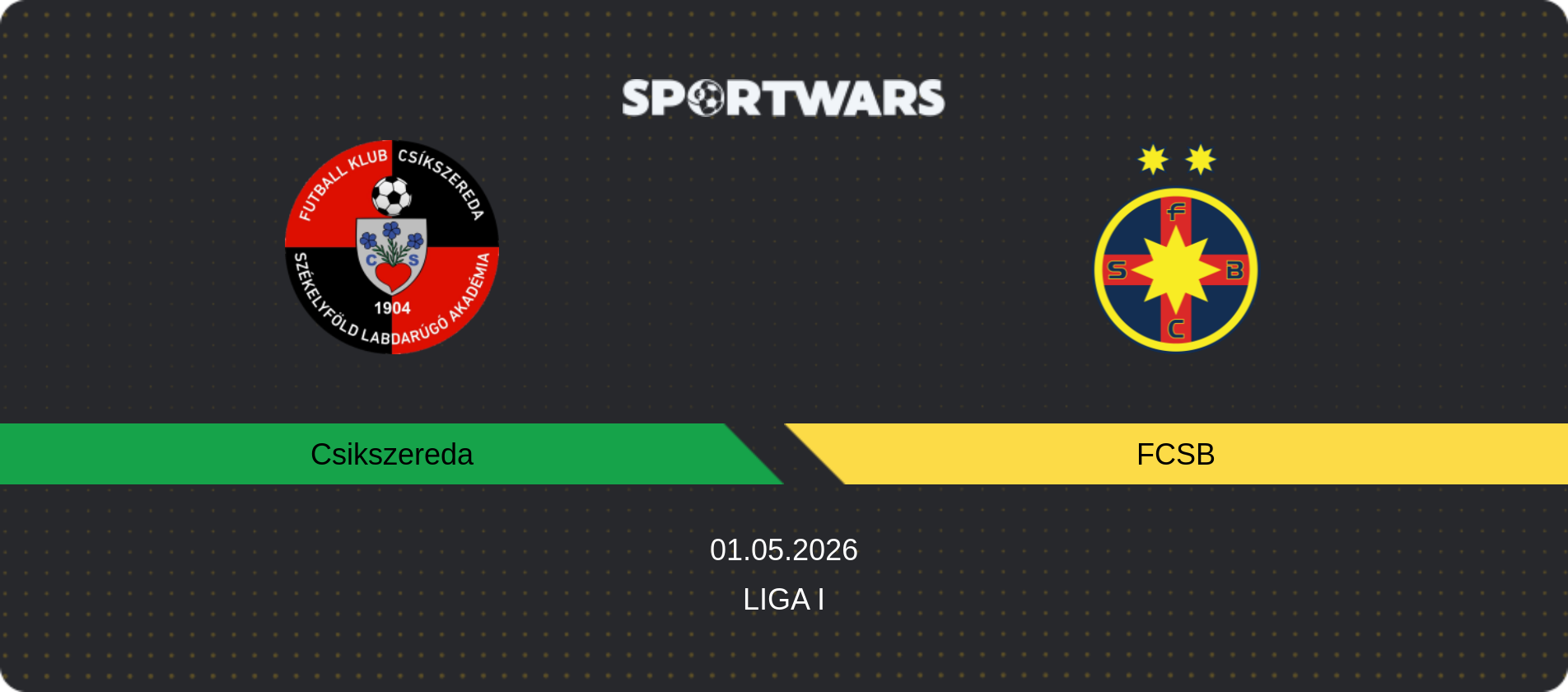 Match prediction Csikszereda — FCSB, Liga I, 01.05.2026