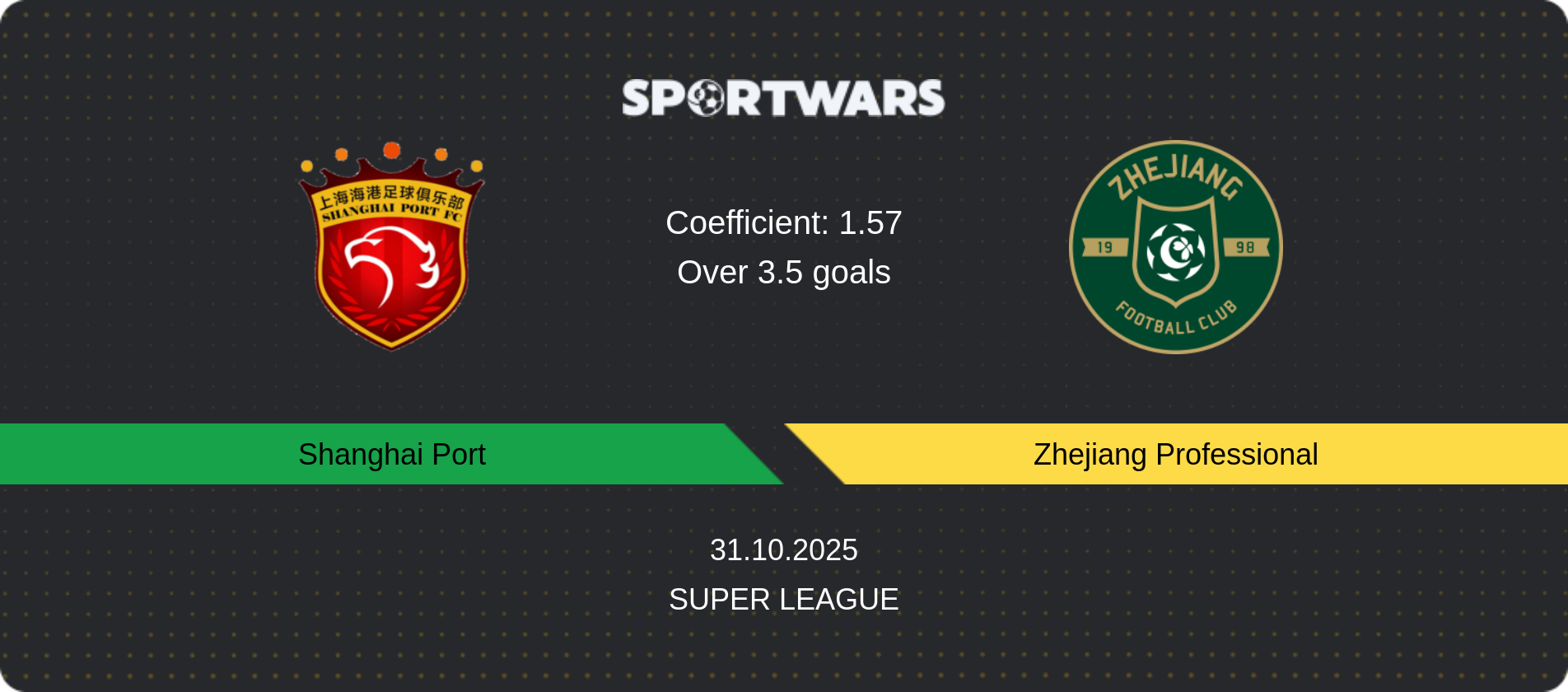 Match prediction Shanghai Port — Zhejiang Professional, Super League, 31.10.2025