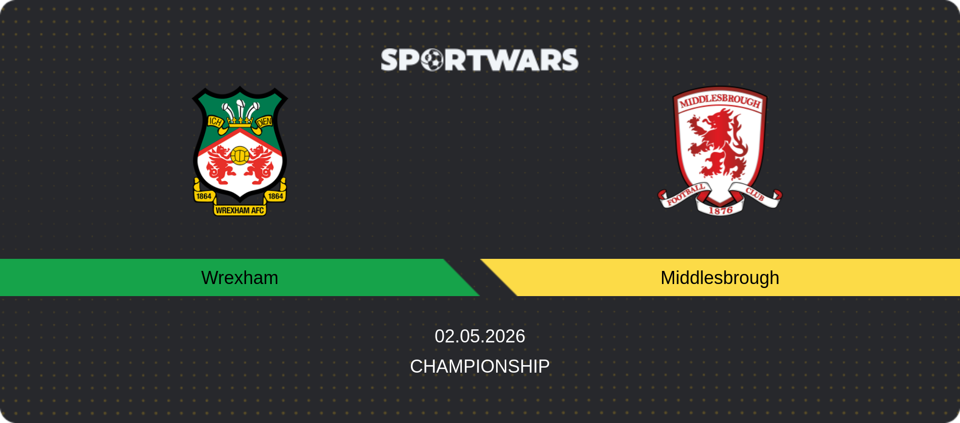 Match prediction Wrexham — Middlesbrough, Championship, 02.05.2026